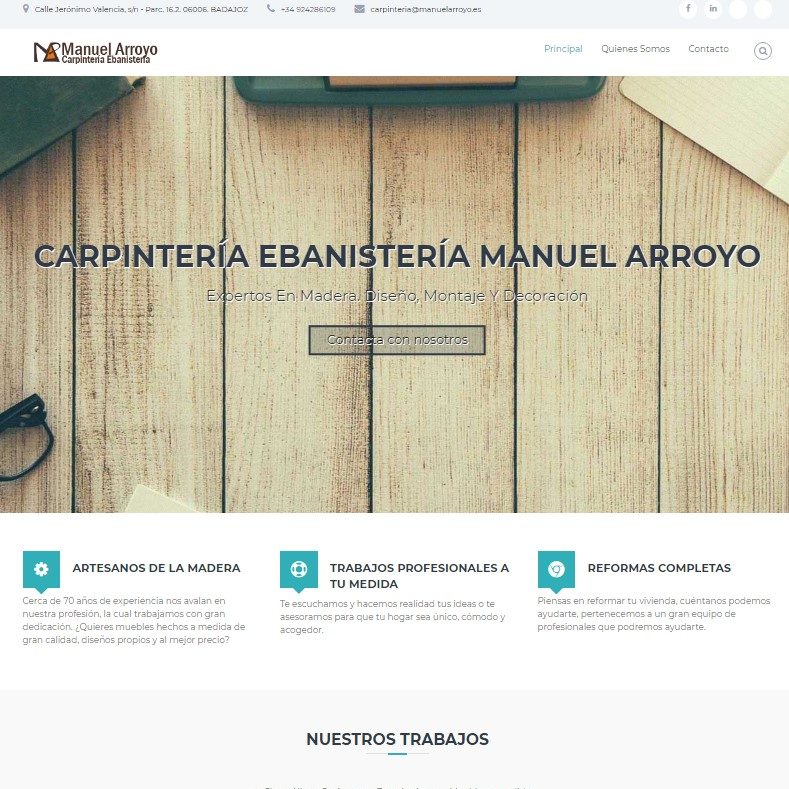Diseño web y posicionamiento: Manuel Arroyo Carpintería